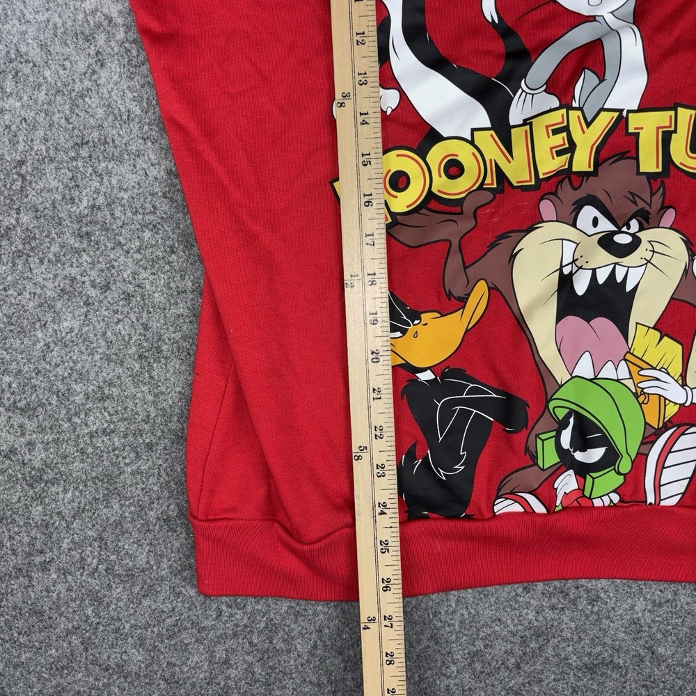 Looney Tunes Sweatshirt Women's Xl Red Pullover Cartoon Bugs Bunny Taz Character - Picture 6 of 10